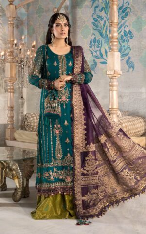 Maria B - Teal Blue Olive Green & Purple