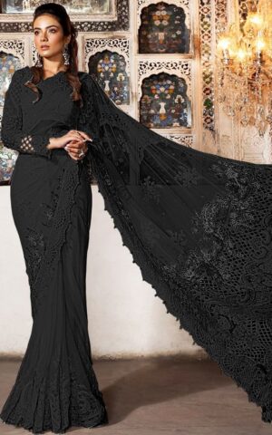 Maria B - Mbroidered Black Saree